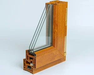 Vue d'une coupe d'un triple vitrage