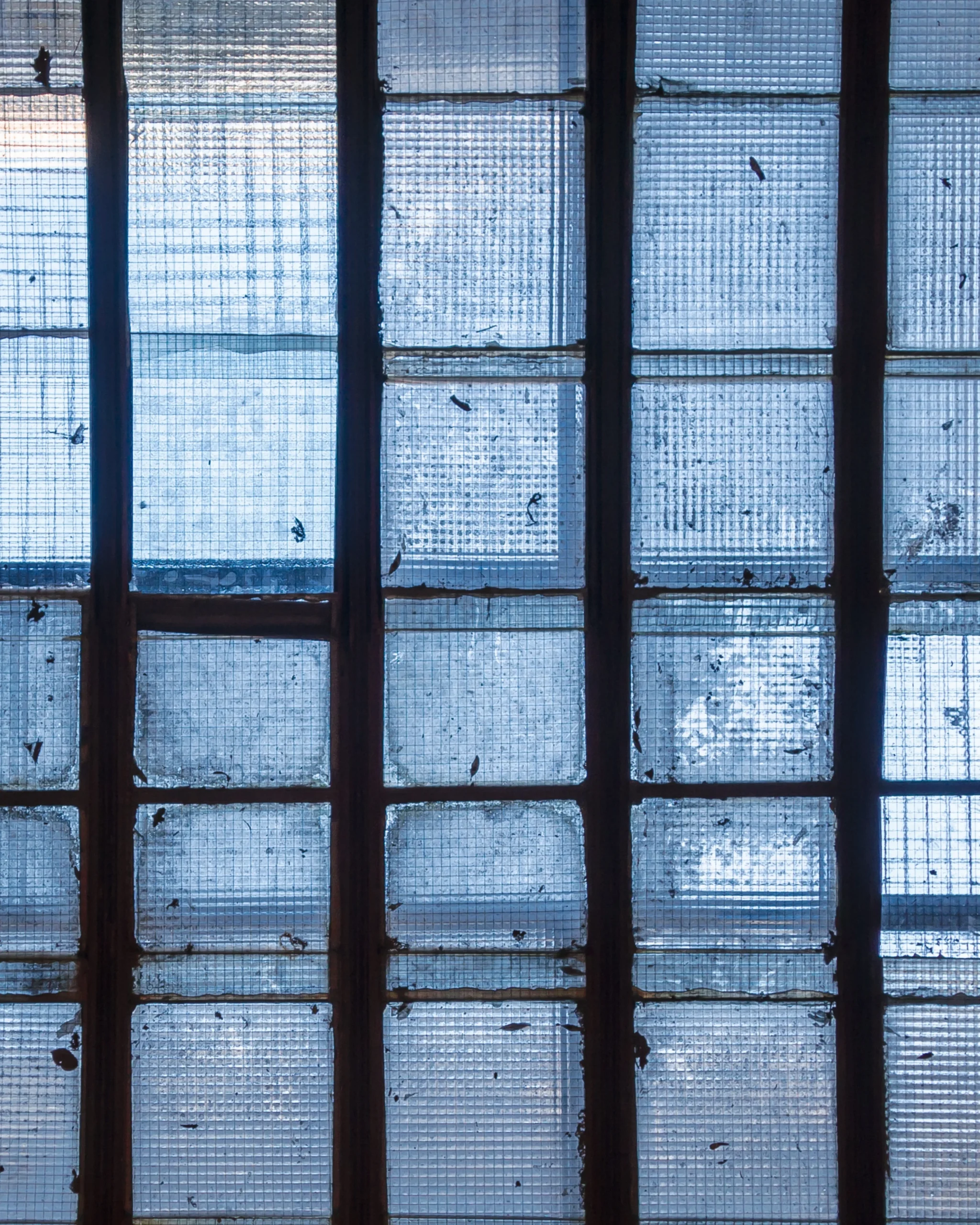 Toiture en verre armé vue du bas